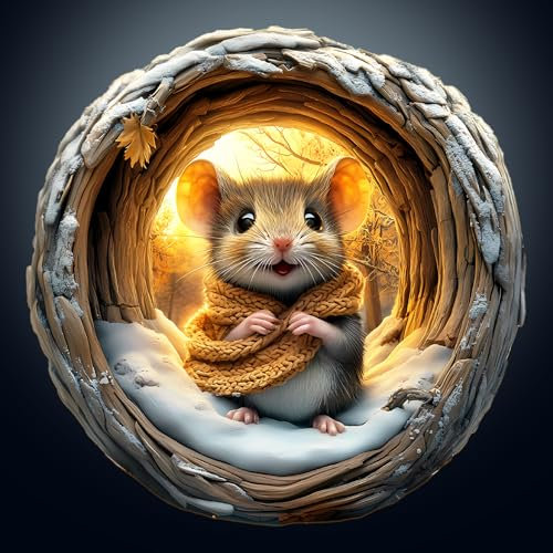 Holzpuzzle Erwachsene, 300 Teile Visuell 3D Höhlen Maus Puzzles, 34x34cm Wood Puzzle, Unregelmäßige Einzigartige Tierform Holzpuzzles für Erwachsen, Schön Geschenk für Familie Freunde