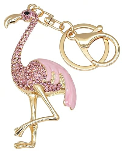 Moydolo Pendentif animal en cristal bling koala chouette baleine flamant rose tortue porte-clés anneau pour femmes et filles