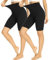 HIPOWER 2er Pack Radlerhose Damen High Waist Kurze Sport Shorts Tights Wanderhose Blickdicht Unterhosen Bauchweg Sommer Outfits Leggings Gym Yoga（Schwarz*2，L-XL）