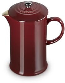 Le Creuset Cafetière avec Piston en Inox, 1 L, Céramique, Garnet, 60706089490003