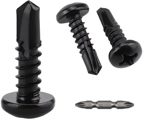 #6 x 1/2 (100 Pack) Stainless Steel Phillips Pan Head Sheet Metal Screws, Stainless Steel 410 Self Tapping Screws for Metal, Dovetail Screws, Black Coated