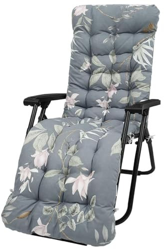 Extra dickes Gartenliegen-Kissen mit Bindung, Hochlehner, Sitzkissen für Liegestuhl, Schaukelliege, Kissen für drinnen und draußen, Urlaub, 1,53 x 170 cm