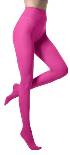 Malustar Medias de colores de 40 denier, suaves y elásticas, hot pink, XL Alto