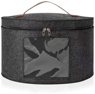 YZROHYI Boite A Chapeau Ronde 43x22.5 CM,Boite Rangement Chapeaux de Voyage,Sac à Chapeau avec Couvercle,Organisateur de Chapeaux Pliable Avec Fenêtre Transparente,Hat Organizer Antipoussière