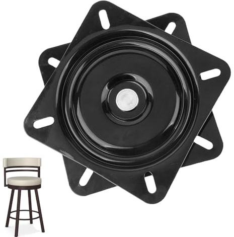 Drehbeschlag Schwerlast, 7 inch Metall Drehbeschlag 360° Drehteller, 177 x 177 x 22.5 mm Schwerlast Schwenkplatte Drehplatte Ersatz mit Kugellager, 150 kg Tragkraft, für Friseurstühle, Schwarz
