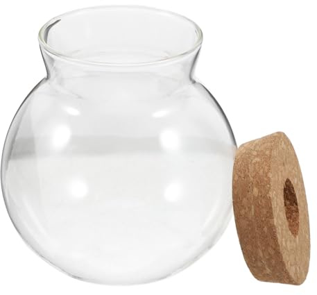 FONDOTIN Rundes Glasterrarium Für Luftpflanzen Hydrokultur-pflanzgefäß Mit Korkdeckel DIY-mikrolandschaftsgefäß Für Farn Moos Sukkulenten Luftpflanzen