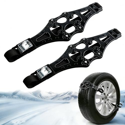 GHUAP 2 Stück Schneeketten Universal, AutoSchneeketten, Reifen-Schneeketten-Set, Gleitschutzkette für Autoreifen, Car Snow Chains, für Reifenbreiten von 165–275 mm, Meisten Autos, Lkws, Suvs