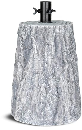 Base Tronco Decorativa per Albero di Natale – Finto Ceppo Effetto Legno, Supporto Albero Ø 3,5 cm – Disponibile in 2 Misure (H 32,5 cm e H 39,5 cm) – Colori Grigio o Marrone - 39.90 cm - Grigio