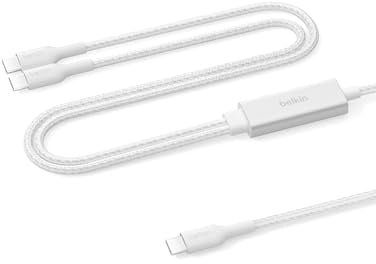 Belkin BoostCharge Pro Cavo Multi USBC 140W 2 in 1, Splitter USBC a Ricarica Rapida, 2 Uscite Tipo C con Ricarica Intelligente, Multicavo Intrecciato per MacBook, iPhone, iPad, Samsung, Pixel, Bianco