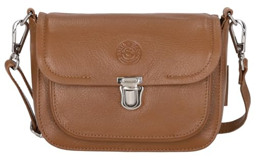 Sattlers & Co. Umhängetasche The Smooth Pachiki | schicke Umhängetasche für Damen | mit längenverstellbarem Schulterriemen | aus echtem Leder (cognac)