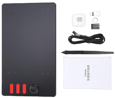 Hamwesh Tablette à Dessin, 4,49 X 6,81 Pouces, 16384 Niveaux de Pression et 6 Touches de Raccourci, Tablette Graphique, Bloc de Dessin Numérique avec Adaptateur OTG pour Windows pour (Q5)