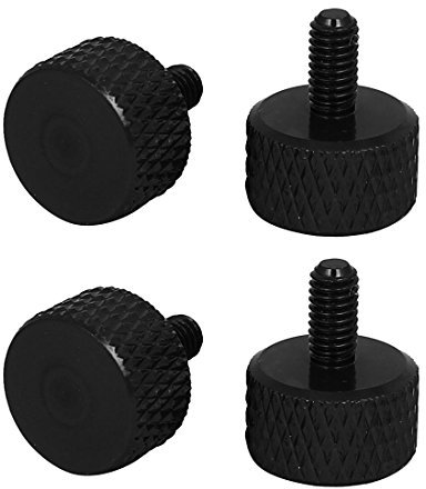 sourcing map Computer PC Graphics Card M3x6mm Aluminum Alloy Knurled Thumb Screws Black 4pcs