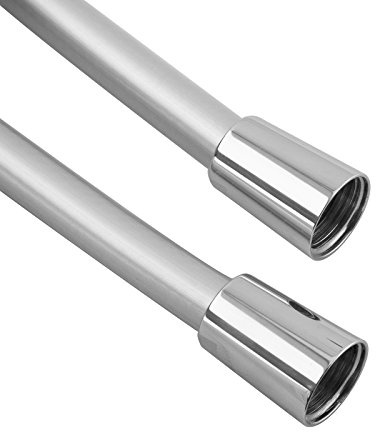 PaulGurkes Brauseschlauch Duschschlauch Silber Kunststoff PVC mit Drehkonus Verdrehschutz Anti Twist Classic Chromeline Glänzend Metalloptik Plastik 50cm 75cm 1m 125cm 1,5m 175cm 2m, Länge:200cm