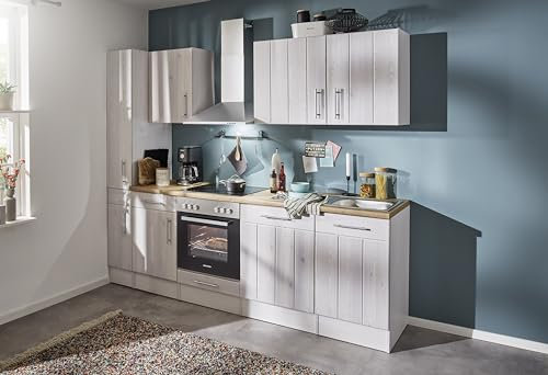 respekta Anton BERP250LHWC - Blocco cucina in stile rustico, larghezza 250 cm, con elettrodomestici elettrici