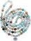 Tatuo 8 mm Mala Amazonit Halskette Armband Mala Halskette Perlen Natur Edelstein Halskette mit 108 runden Perlen für Männer Frauen Schmuck Dekorationsbedarf