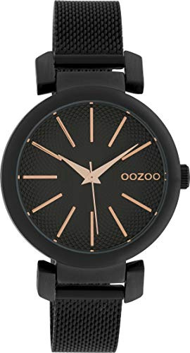 Oozoo Damenuhr mit Edelstahl Milanaise Metallband 36 MM Black/Schwarz/Schwarz C10131