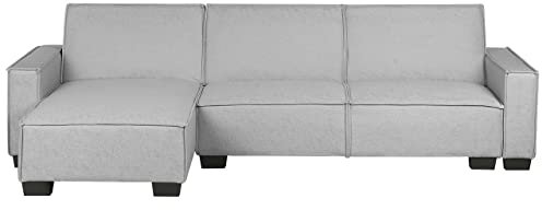 Modernes Ecksofa in Hellgrau mit Schlaffunktion und Chaiselongue rechtsseitig