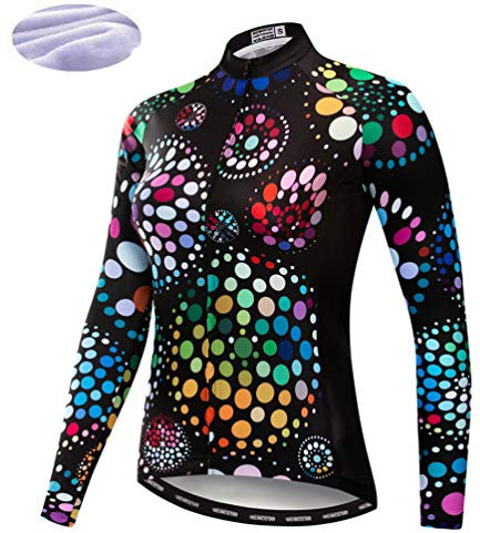 Radtrikots Herbst Winter Warme Thermovlies Mountainbike Trikot Reißverschluss Shirts Langarm Herren Rennrad Bekleidung Rennrad MTB Tops für Damen Damen Bouse Herbst Runde Schwarz M