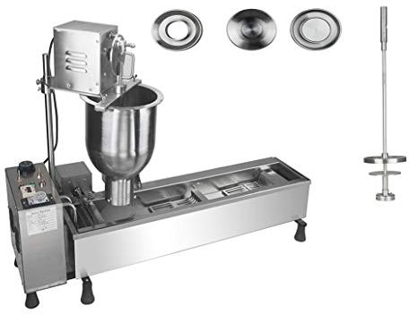 txmachine® Machines à donuts Machine De Donuts Commerciale 7 L Machine à Beignet Commerciale en acier inoxydable (110V/60HZ, Avoir Trois moules)