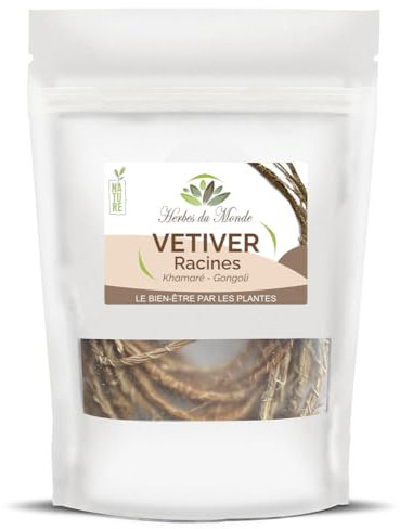 Herbes du Monde - Vétiver racines (Khamaré, Gongoli) – Tisanes naturelles pour Confort Féminin et Bien-être Intime – 10 tiges