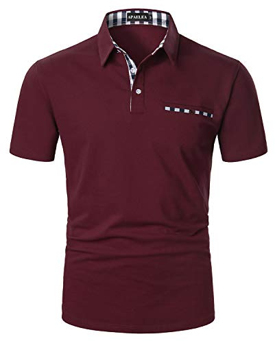 APAELEA Polo Uomo Manica Corta Estivo T-Shirt da Golf a Contrasto Maglietta da Rugby