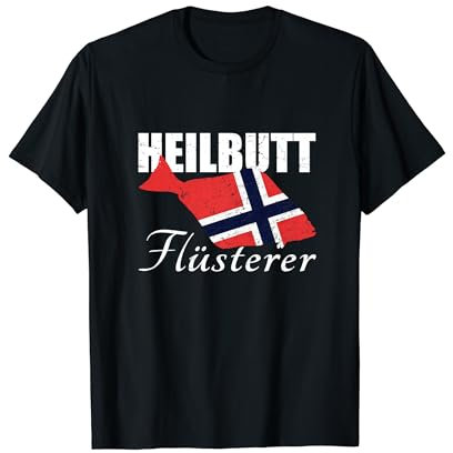 Heilbutt Flüsterer Angeln Hochseeangeln Norwegen Flagge T-Shirt