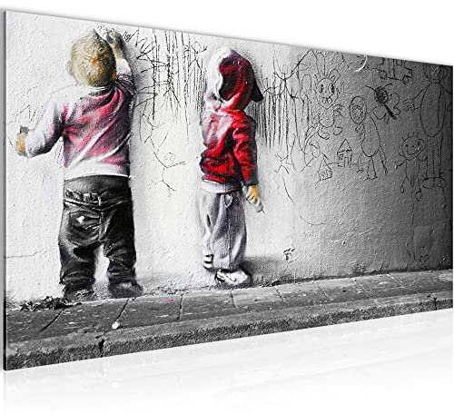 Runa Art Wandbild Kinder Graffiti 1 Teilig 100 x 40 cm Modern Bild auf Vlies Leinwand Streetart Babyzimmer Spielzimmer Bunt 039212c