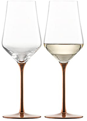 Eisch Gläser-Set im 2er Geschenkkarton, Serie Kaya mit Echtkupfer-Stiel - 2 Weißweingläser