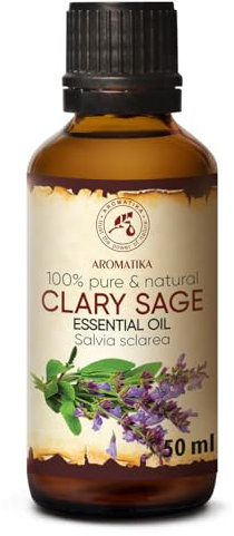 Aceite Esencial Clary Sage 50ml - Salvia Sclarea - Aceites de Aromaterapia - Aceite de Salvia de Clary de Grado para Difusor - Cuidado Piel - Aceites para Velas - Fragancia para Hogar