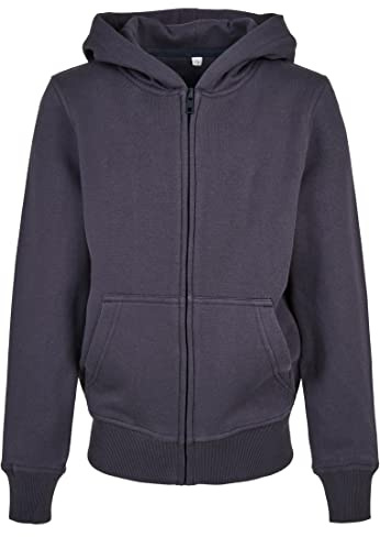 Build Your Brand Kinder Kapuzenjacke Organic Basic Kids Zip Hoody, Hoodie mit Reißverschluss für Jungen und Mädchen, 100% Bio-Baumwolle
