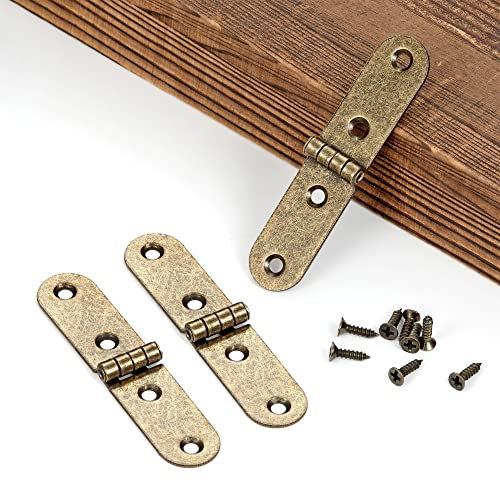 YCSJ 20 Pieces Antique Brass Jewelry Box Hardware Hinges for Wooden Box, Antique Bronze Small Hinges for Handmade Crafts (20, Antique Brass)