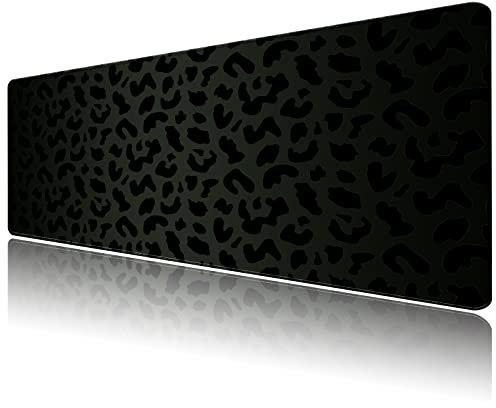 Deokke schreibtischunterlage,Großes Gaming Mauspad (80x40 cm) mit rutschfester Unterseite,Schreibtischpad für Tastatur und Maus, für Gamer,Zuhause und Büro (G1-Schwarzer Leopardenmuster)