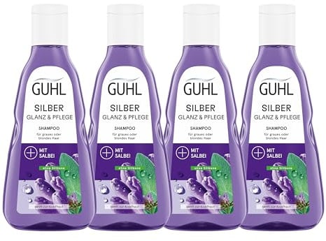Guhl Silberglanz & Pflege Shampoo - 4er Pack - 4 x 250 ml - Anti-Gelbstich - Haartyp: grau, silber, blond