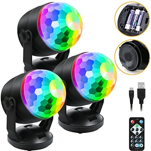 Luditek Disco Ball Party Lights, Sound Activated Battery Operated/USB Strobe Light w/ Remote for Parties Karaoke Dancing Christmas Haloween Party Supplies for Home Room Decorations Outdoor Indoor