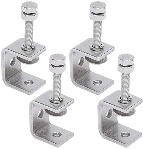 Kewmayer 4 Clip Tigre in Acciaio Inossidabile 304, Clip C-clip Quadrata del Tubo D'acciaio, Utilizzato per Clip, Strumenti per la Lavorazione del Legno, Fai da te e Riparazione Auto