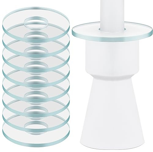 Zonon Set de 10 Attrape-Gouttes pour Bougies Protecteurs Anti-Goutte pour Bougies Anneaux de Bougie Bobèche en Verre pour Bougeoirs Communion, Rond, Transparent, Diamètre Intérieur 2,3 cm