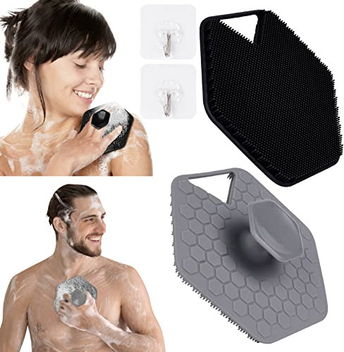URAQT Silikon Badebürste, Baby Kopfhaut Silicone Body Scrubber Körperbürste, Manuelle Duschbürste für Erwachsene, Babybürste für Tiefenreinigung, Sanftes Peeling und Massage(2 PCS)