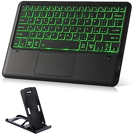 Bluetooth Tastiera con Mouse Touchpad e Retroilluminazione LED 11 Colori, Wireless Tastiera Tablet Italiano QWERTY compatibile con Smart Fire TV Box iPad Smartphone PC Mac Laptop (con MINI supporto)