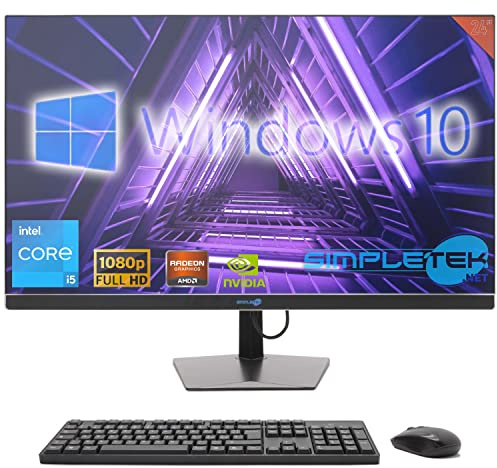 SIMPLETEK - All-in-One-PC 24 FHD 60Hz Core i5 Windows 10 | Grafikkarte Radeon RX550 4GB | 16GB RAM SSD 960GB | Arbeit, Gaming