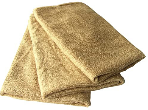 BESIRA 100% Naturfaser Reinigungstuch >Bambus-Baumwolle ohne Mikroplastik< zum Nebelfeucht-, Feuchtwischen, Sprühreinigung empfindlicher Flächen, 3 Stck, 40x40cm, braun