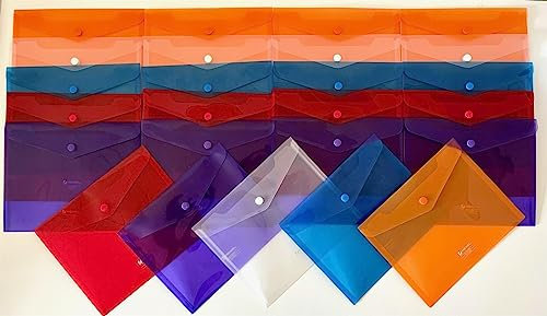 20 Stück REXEL Dokumentenmappen A5, 5 Farben, transparent, Dokumententasche, Sichttasche, Sammelmappe, Aktenmape
