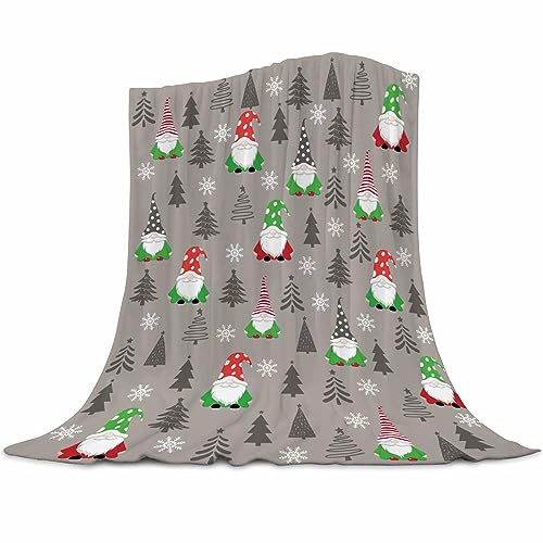 Weihnachtswichtel Muster Warme Luxus Fleece Decke, Ultra weiche und leichte Flanelldecke für Sofa, Sofa Und Bett (Weihnachtszwerg, 100x130cm)