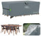 Velway Housse Salon de Jardin Imperméable - Housse Table de Jardin avec Boucles Coupe-Vent Protection pour Tous Les Temps pour Table et Chaise d'extérieur (Gris,180x120x74cm)