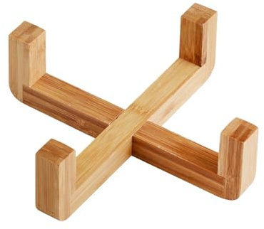 Milageto Elevated Dogs Bowl Stand Food Dispenser Rack Single Wooden Waterer Shelf Food Bowl Stand Pet Feeder Holder for Kitty, Diameter 16.2cm