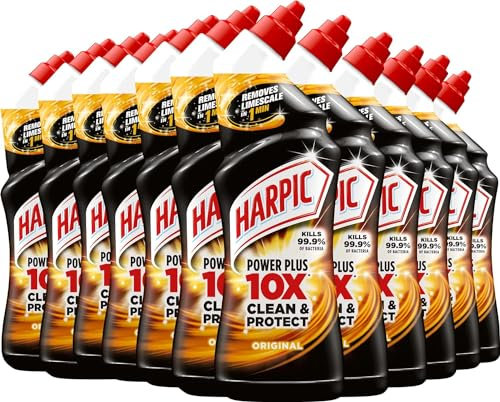 Harrpic Power Plus 10xStrength, Toilet Cleaner Bleach Effective Germ Kill - Box Of 12x750ml