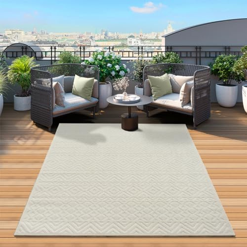 Mia's Teppiche Zoey – hochwertiger Wohnzimmer Schlafzimmer Teppich - Creme - in 160 x 220 cm aus Polypropylen
