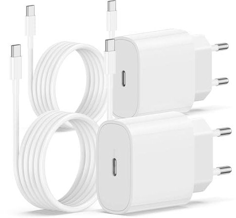 2Pack Câble Chargeur iPhone 15 16, 20W USB C Chargeur Rapide 2M Câble C to C pour iPhone 16 Pro/16 Pro Max/15 Pro Max/15 Plus iPad Pro 12.9/11 inch, Air 5 4, Samsung Galaxy,Adaptateur Secteur