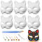 ENUTROF Katzenmaske Weiß Maske Handgemalte 6Stk DIY Weiße Papier Maske Papiermasken zum Bemalen Katze für Karneval Cosplay Geburtstag Maskenball Halloween Party Deko