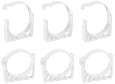 sourcing map 6Pcs PPR Water Pipe Clamps, Plastic U Shaped Pipe Clamps Clips with Fixing Clip Fit for 90mm/3.54 OD Water Pipes and Tubing Hoses Support, White