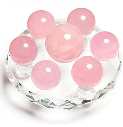 Sphère de 7 boules de pierres de cristal sur support en verre transparent K9, générateur sept étoiles for la divination Fengshui, , pierres précieuses, relaxation, yoga, pierres naturelles citrine déc